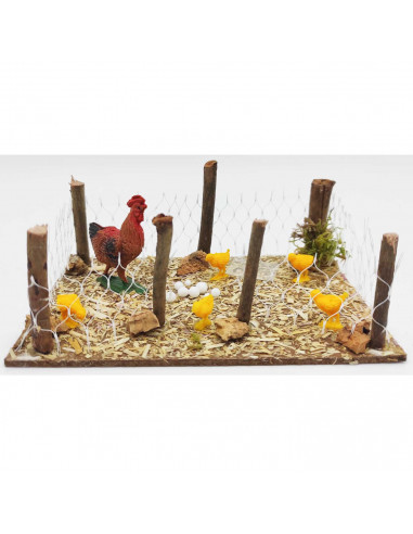 Tradineur - Corral con animales para Belén, resina y corcho, adorno de granja para nacimiento, pesebre, figuras Navidad, decorac