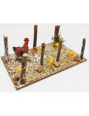 Tradineur - Corral con animales para Belén, resina y corcho, adorno de granja para nacimiento, pesebre, figuras Navidad, decorac