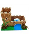Tradineur - Castillo con río para Belén, corcho, edificio decorativo para nacimiento, pesebre, adorno artesano, Navidad, 11 x 15