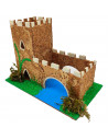 Tradineur - Castillo con río para Belén, corcho, edificio decorativo para nacimiento, pesebre, adorno artesano, Navidad, 11 x 15