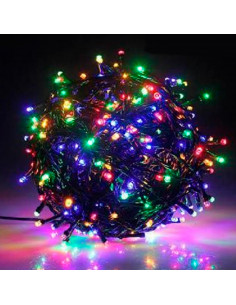Tradineur - Tira de 100 luces LEDs para navidad - Apto para interior y exterior - Función de luz foja e intermitente - 8 Metros