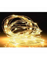 Tradineur - Alambre de 100 luces LEDs navideñas a pilas (no incluidas) - Apto para interiores - Función de luz foja e intermiten