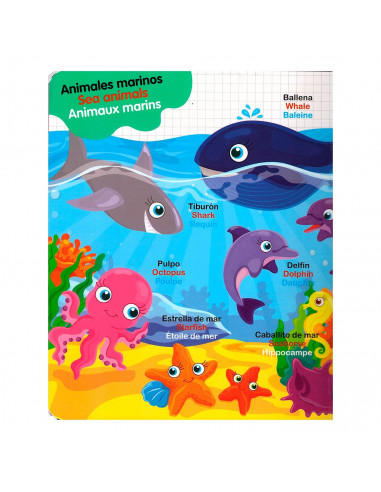Libro infantil de modelos surtidos de 3 idiomas de 20,5 x 16,6 cm. Cuaderno divertido para niños, modelos de animales aleatorios