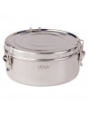 Fiambrera de acero inoxidable, de 16 cm diámetro y 10 cm de altura con 2 platos. Recipiente para almacenar comida de inox con 2