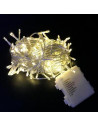 Tradineur - Tira de 50 luces navideñas LEDs a pilas (no incluidas) - Cableado blanco - Apto solo para interior y exterior - Func