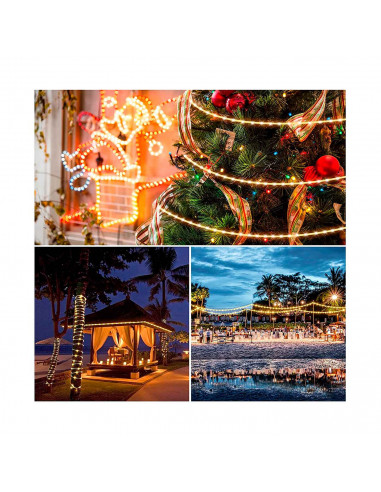 Tradineur - Manguera LED, tira, tubo de luces, interior y exterior, decoración e iluminación de Navidad, bodas, fiestas, jardín