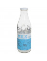 Tradineur - Botella de cristal para leche decorada, botella para bebidas con tapa de rosca, batidos, zumos, licuados de verduras