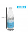 Tradineur - Botella de cristal para leche decorada, botella para bebidas con tapa de rosca, batidos, zumos, licuados de verduras