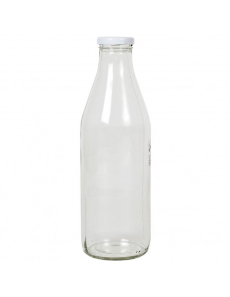 Tradineur - Botella de cristal para leche, botella para bebidas con tapa de rosca, batidos, zumos, licuados de verduras, salsas,