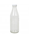 Tradineur - Botella de cristal para leche, botella para bebidas con tapa de rosca, batidos, zumos, licuados de verduras, salsas,
