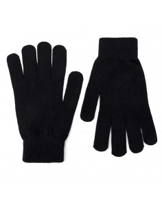 Tradineur - Guantes cortos de punto - 21 cm - Tela acrílica suave y cálida - Accesorios para otoño e invierno - Color Negro