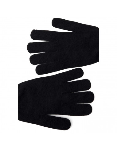 Tradineur - Guantes cortos de punto - 21 cm - Tela acrílica suave y cálida - Accesorios para otoño e invierno - Color Negro