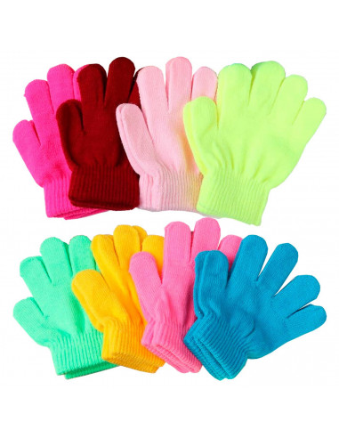 Tradineur - Guantes cortos de punto - Infantiles - Tela acrílica suave y cálida - Accesorios para otoño e invierno - Diseño surt