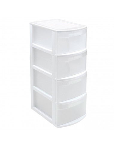 Tradineur - Cajonera color blanco, tipo támesis de 4 cajones, 78 x 28,5 x 39 cm, torre almacenaje multiusos, organización, ideal