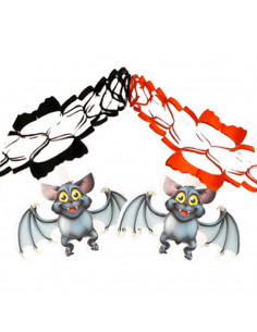 Tradineur - Guirnalda de murciélagos para Halloween - Complementos, decoración para fiestas - Color Naranja/Negro - Longitud de