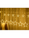 Tradineur - Cortina de luces LED con estrellas, guirnalda luminosa para interior, 9W, incluye mando regulador, Navidad, ventana,