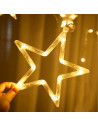 Tradineur - Cortina de luces LED con estrellas, guirnalda luminosa para interior, 9W, incluye mando regulador, Navidad, ventana,