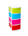 Tradineur - Cajonera sin ruedas támesis 4 cajones de color surtido de 78 x 28,5 x 39 cm, Cajonera plástico 4 cajones multiusos p