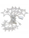 Tradineur - Cortina de luces LED con estrellas, guirnalda luminosa para interior, 9W, incluye mando regulador, Navidad, ventana,