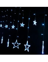 Tradineur - Cortina de luz LED con estrellas, guirnalda luminosa para interior, 9W, incluye mando regulador, Navidad, ventana, p