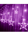 Tradineur - Cortina de luz LED con estrellas, guirnalda luminosa para interior, 9W, incluye mando regulador, Navidad, ventana, p