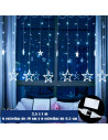 Tradineur - Cortina de luz LED con estrellas, guirnalda luminosa para interior, 9W, incluye mando regulador, Navidad, ventana, p