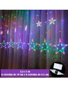 Tradineur - Cortina de luz con estrellas, LED, guirnalda luminosa para interior, 9W, incluye mando regulador, Navidad, ventana,