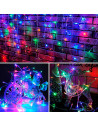 Tradineur - Tira de 300 luces LEDs a pilas - Cableado Blanco - Apto para interiores - Función de luz foja e intermitente - 24 Me