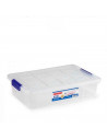 Tradineur - Caja de plástico transparente de 9 x 37 x 26 cm, con capacidad de 5 litros, Contenedor de plástico para almacenamien