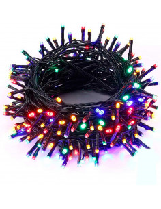 Tradineur - Tira de 360 luces navideñas LEDs a pilas - Apto para interiores y exteriores - Función de luz foja e intermitente -