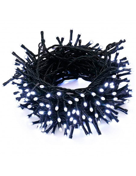 Tradineur - Tira de 360 luces para navidad LEDs a pilas - Apto para interiores y exteriores - Función de luz foja e intermitente
