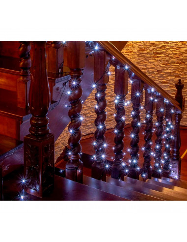 Tradineur - Tira de 360 luces para navidad LEDs a pilas - Apto para interiores y exteriores - Función de luz foja e intermitente