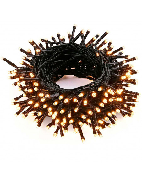 Tradineur - Tira de 240 luces LEDs a pilas - Apto para interiores y exteriores - Función de luz foja e intermitente - 19 Metros Tradineur - Tira de 240 luces LEDs a pilas - Apto para interiores y exteriores - Función de luz foja e intermitente - 19 Metros