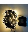 Tradineur - Tira de 240 luces LEDs a pilas - Apto para interiores y exteriores - Función de luz foja e intermitente - 19 Metros