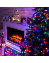 Tradineur - Tira de 240 luces para navidad LEDs a pilas - Apto para interiores y exteriores - Función de luz foja e intermitente