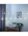 Tradineur - Cortina de luces LED con copos de nieve y estrellas, guirnalda luminosa de interior, 9W, incluye mando regulador, Na