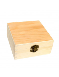 Caja de madera cuadrada con cierre metálico 6 x 12,3 x 12,3 cm, cajita, cofre con tapa para decorar y guardar objetos de valor,