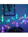 Tradineur - Cortina de luces con copos de nieve y estrellas, LED, guirnalda luminosa interior, 9W, incluye mando regulador, Navi
