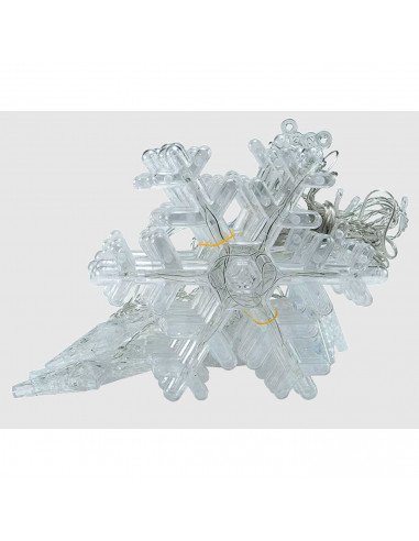 Tradineur - Cortina de luces con copos de nieve y estrellas, LED, guirnalda luminosa interior, 9W, incluye mando regulador, Navi