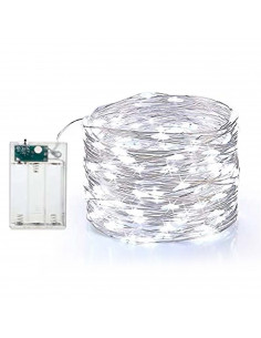 Tradineur - Alambre de 20 luces navideñas para botella LEDs - Apto solo para interior - Función de luz foja e intermitente - 2 M