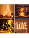 Tradineur - Alambre de 20 luces navideñas LEDs - Apto solo para interior - Función de luz foja e intermitente - 2 Metros - Color