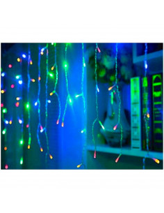 Tradineur - Tira de 120 luces LEDs - Tipo cortina - Apto para interiores - Función de luz foja e intermitente - Multicolor