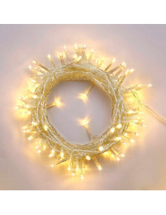 Tradineur - Tira de 240 luces LEDs - Apto para interiores y exteriores - Función de luz foja e intermitente - 19 Metros - Color