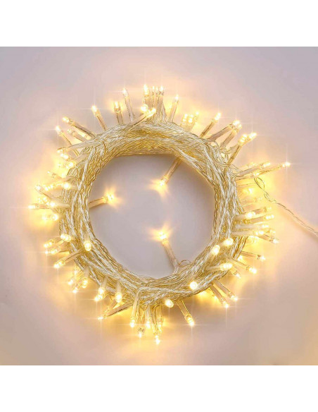 Tradineur - Tira de 240 luces LEDs - Apto para interiores y exteriores - Función de luz foja e intermitente - 19 Metros - Color