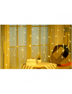 Tradineur - Tira de 120 luces navideñas LEDs - Tipo cortina - Apto para interiores - Función de luz foja e intermitente - Color