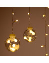 Tradineur - Cortina de luces LED con 10 bolas, guirnalda luminosa para interior, 9W, incluye mando regulador, Navidad, ventana,