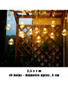 Tradineur - Cortina de luces LED con 10 bolas, guirnalda luminosa para interior, 9W, incluye mando regulador, Navidad, ventana,
