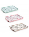 Tradineur - Escurridor rectangular de plástico con bandeja anti goteo 40 x 27 x 3 cm, escurreplatos, vasos, cubiertos, soporte,