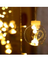 Tradineur - Cortina luces LED con 10 bolas, guirnalda luminosa para interior, 9W, incluye mando regulador, Navidad, ventana, par