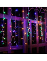 Tradineur - Cortina de 144 luces LEDs - Apto para interiores - Función de luz foja e intermitente - Multicolor